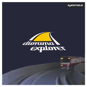 himagine57さんの鉄道模型を運転してジオラマを探検できる新商品「diorama explorer」のロゴへの提案