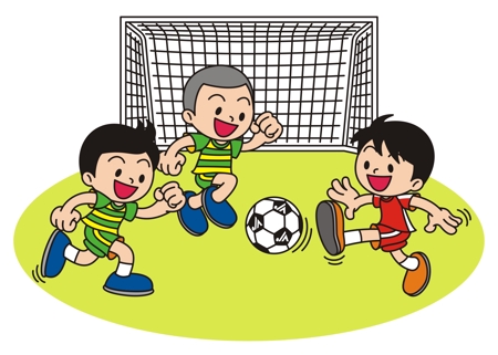 ホンマ (HONMA)さんの小学低学年生がサッカーボールを追いかけているイラストへの提案
