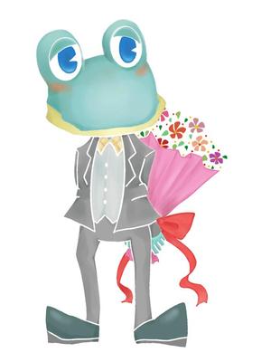樒式三色 (mishiki-shikimishiki)さんのカエル＋花のイラストへの提案