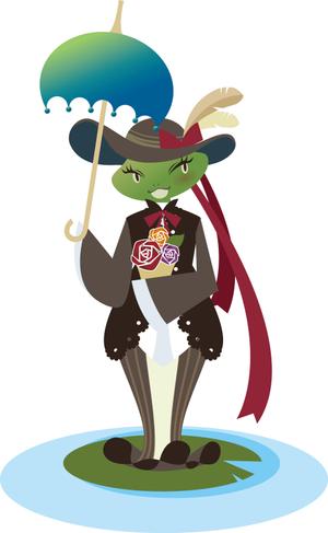 七井 (DDFF589)さんのカエル＋花のイラストへの提案