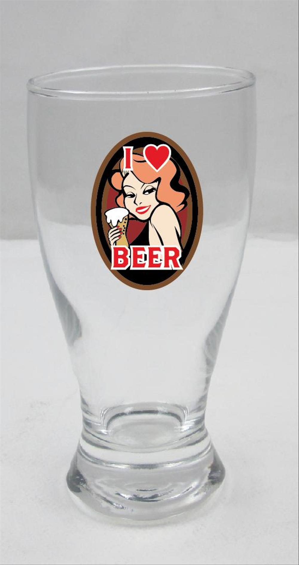 ビールグラスに印刷されるモチーフのオリジナルデザイン