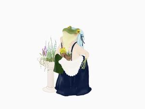 いわた かおり (castell)さんのカエル＋花のイラストへの提案