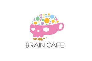イッセンデザイン (rakugakidesign)さんのカフェのロゴ　脳を表したポップなイラストロゴへの提案