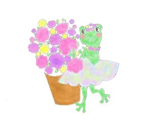 teety-woo  (teety-woo)さんのカエル＋花のイラストへの提案
