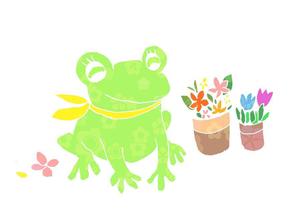 n (kimidake)さんのカエル＋花のイラストへの提案