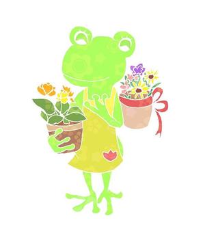 n (kimidake)さんのカエル＋花のイラストへの提案