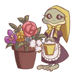 優木　削 ()さんのカエル＋花のイラストへの提案