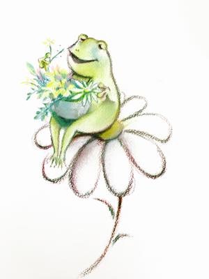 おき あすか (ironone)さんのカエル＋花のイラストへの提案