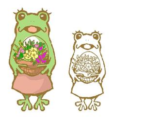 n (kimidake)さんのカエル＋花のイラストへの提案