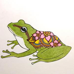 uka0782さんのカエル＋花のイラストへの提案