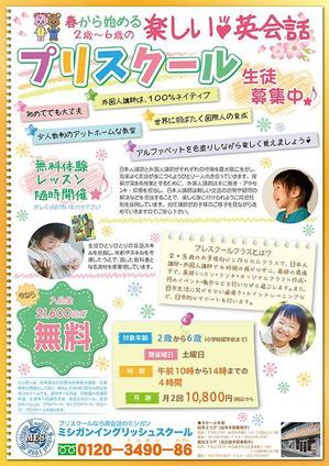 さんの英会話スクールが行うプリスクールの生徒募集のポスティング用のチラシへの提案