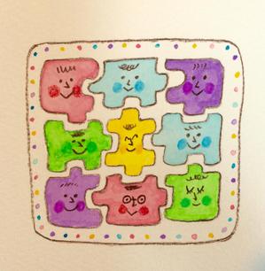 はっとりまり ()さんの色々なパズルのピースが繋がるイメージのイラストへの提案
