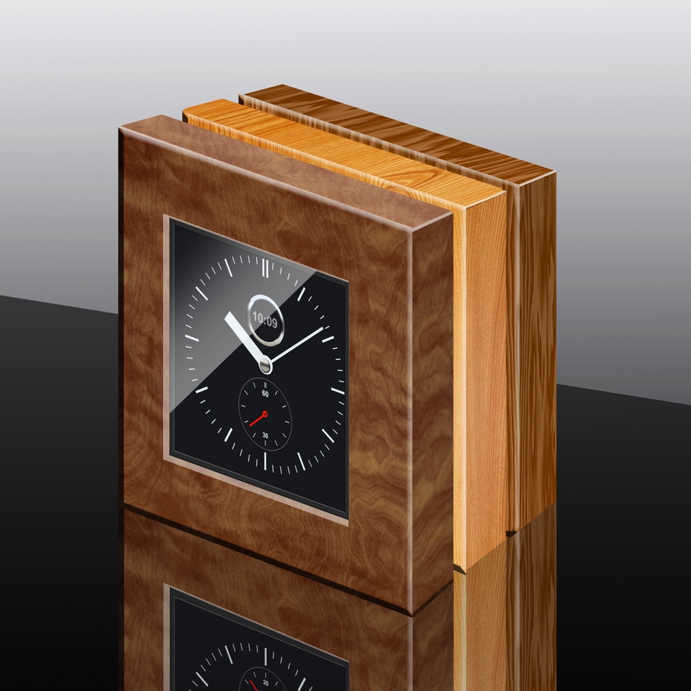 木製置き時計のデザイン