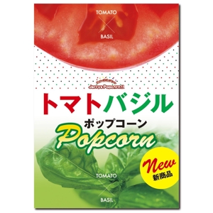 sa-sanさんの新商品「トマトバジル ポップコーン」のポップへの提案