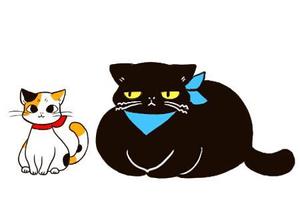 シロネ (sirone)さんの姉弟の黒猫とミケ猫のキャラクターデザインへの提案