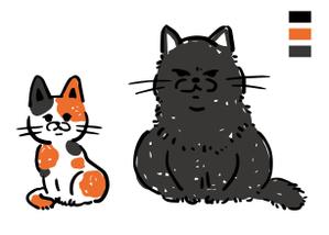 Yuriri (Yuriri)さんの姉弟の黒猫とミケ猫のキャラクターデザインへの提案