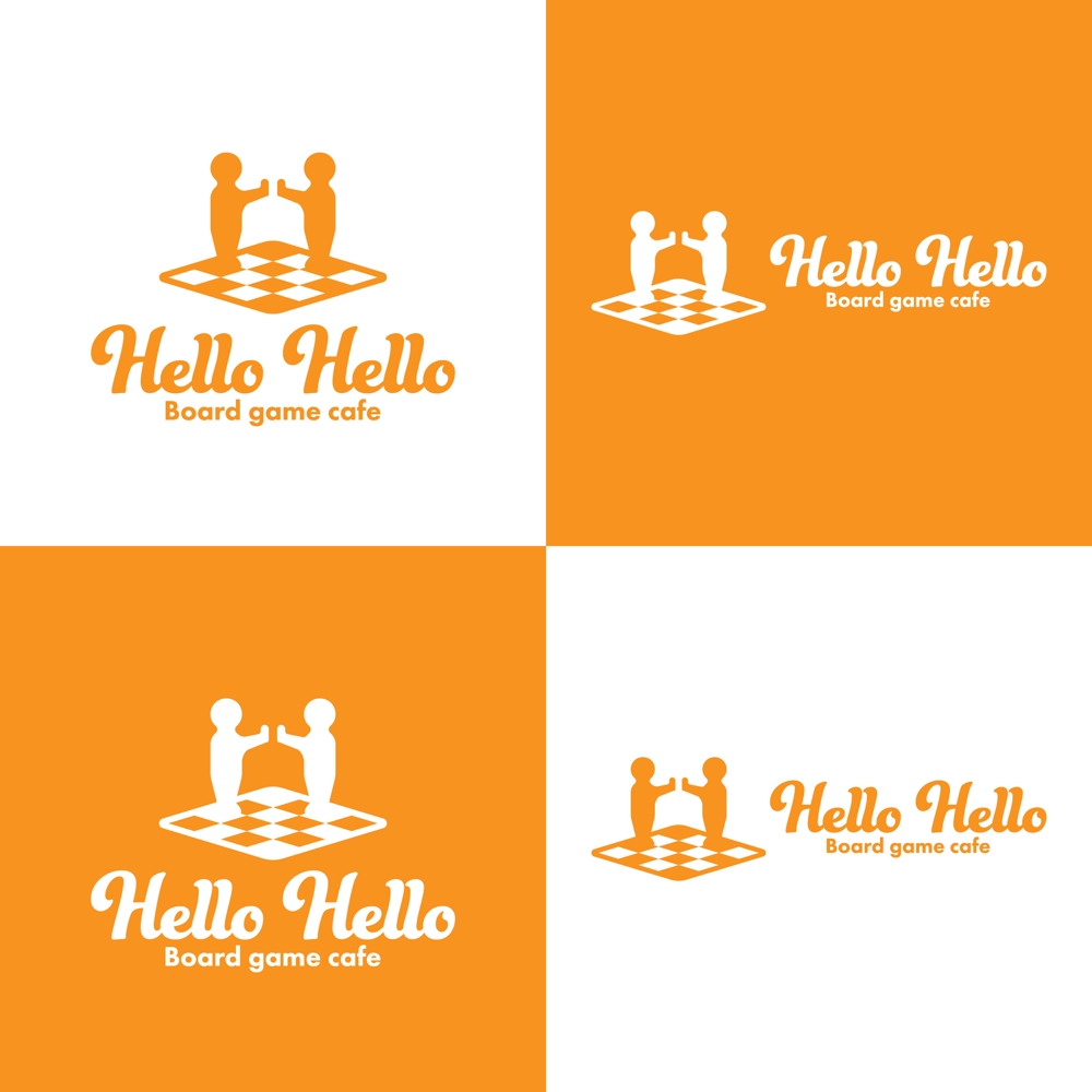 ボードゲームカフェ「Hello, hello」のロゴ