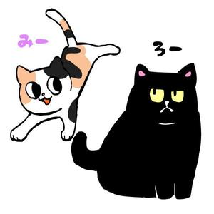 kamiki (kamiki)さんの姉弟の黒猫とミケ猫のキャラクターデザインへの提案