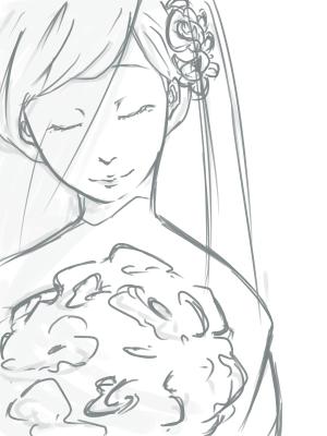 祭 (matsuri0926)さんのきれいな花嫁の線画への提案