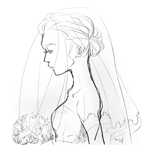 ほしのこ (amishimo)さんのきれいな花嫁の線画への提案