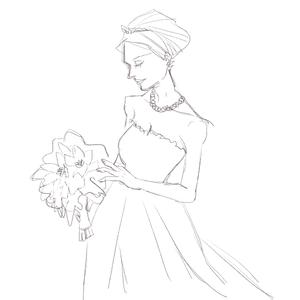 meg (chaplintattooo)さんのきれいな花嫁の線画への提案