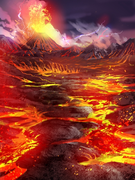 ソーシャルゲームに使用する背景イラスト 火山 の仕事 依頼 料金