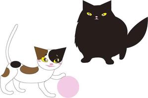 株式会社イーネットビズ (e-nets)さんの姉弟の黒猫とミケ猫のキャラクターデザインへの提案