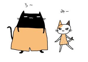 marukei (marukei)さんの姉弟の黒猫とミケ猫のキャラクターデザインへの提案