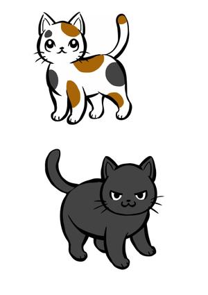 MEGA (MEGA)さんの姉弟の黒猫とミケ猫のキャラクターデザインへの提案