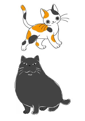 MEGA (MEGA)さんの姉弟の黒猫とミケ猫のキャラクターデザインへの提案