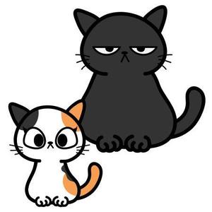CHIHUAHUA BASE (tae1182)さんの姉弟の黒猫とミケ猫のキャラクターデザインへの提案