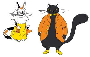 葛井 みけ ()さんの姉弟の黒猫とミケ猫のキャラクターデザインへの提案