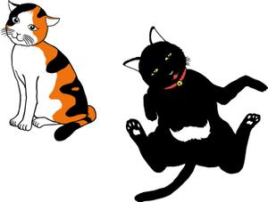 hamasakoさんの姉弟の黒猫とミケ猫のキャラクターデザインへの提案