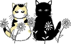 hamasakoさんの姉弟の黒猫とミケ猫のキャラクターデザインへの提案