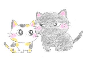 あしのり (ashinori_0801)さんの姉弟の黒猫とミケ猫のキャラクターデザインへの提案