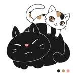 めろめ (MeromeRose)さんの姉弟の黒猫とミケ猫のキャラクターデザインへの提案