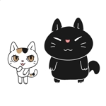 めろめ (MeromeRose)さんの姉弟の黒猫とミケ猫のキャラクターデザインへの提案