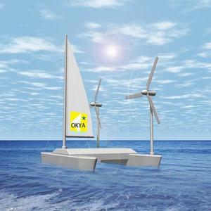 Lefty Satow (satow01)さんの近未来のヨット型のロボット　セイルを立てて海原に浮かび、船上には風車を搭載し発電できるへの提案