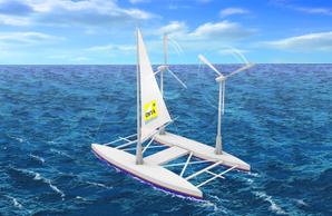 freehand (freehand)さんの近未来のヨット型のロボット　セイルを立てて海原に浮かび、船上には風車を搭載し発電できるへの提案