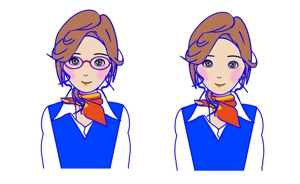 クジョウ (yui00)さんのやり手の女性営業社員（20代後半〜30代前半くらい）のチャットアイコン用キャラクターデザインへの提案