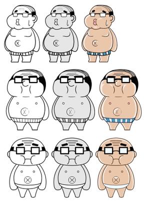 キャムウー (gekkasenkoushisaku)さんの中年男性向けのダイエットエステのイラスト５種類への提案