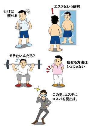 airfactory ()さんの中年男性向けのダイエットエステのイラスト５種類への提案