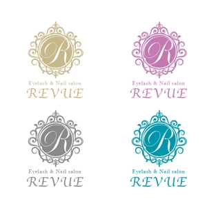 REVELA (REVELA)さんのまつ毛エクステンションとネイルのサロン「REVUE」のロゴへの提案