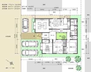 100forestさんの平屋、狭小、3DK、夫婦＋子供一人用住宅間取り依頼への提案