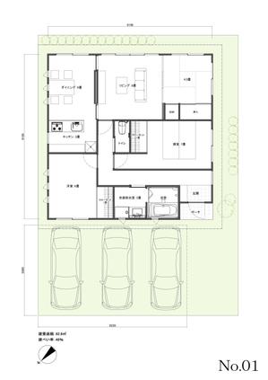 Kototoma Design (Kototoma_Design)さんの平屋、狭小、3DK、夫婦＋子供一人用住宅間取り依頼への提案