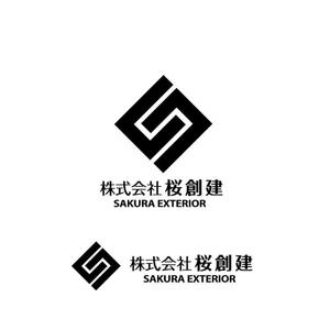 katu_design (katu_design)さんの建設業｢株式会社 桜創建｣及びｴｸｽﾃﾘｱ工事ｻﾌﾞﾈｰﾑ[SAKURA EXTERIOR]のロゴ,社文字への提案