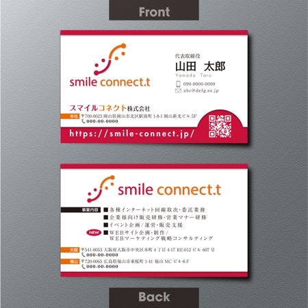 A.Tsutsumi (Tsutsumi)さんの光インターネト通信取次事業「スマイルコネクト株式会社」の名刺デザインへの提案