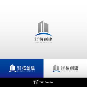 TAKi  Creative (TAKi)さんの建設業｢株式会社 桜創建｣及びｴｸｽﾃﾘｱ工事ｻﾌﾞﾈｰﾑ[SAKURA EXTERIOR]のロゴ,社文字への提案