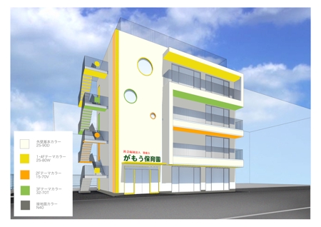 eri (eee7)さんの新築工事する保育園の外壁の配色への提案