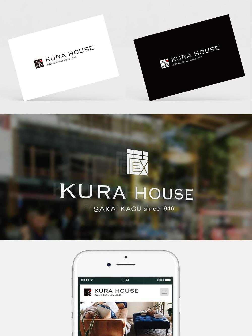 家具・インテリアのお店　「KURA　HOUSE」のロゴ